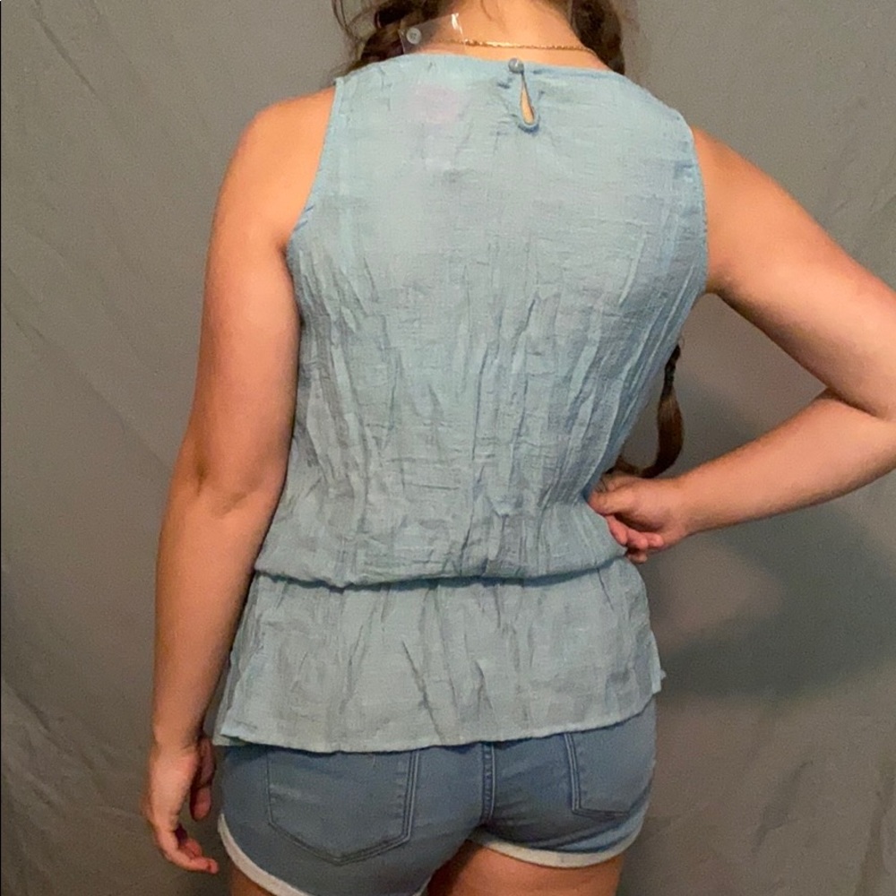 Mine Light blue sleeveless blouse sz XL - Picture 2 of 8